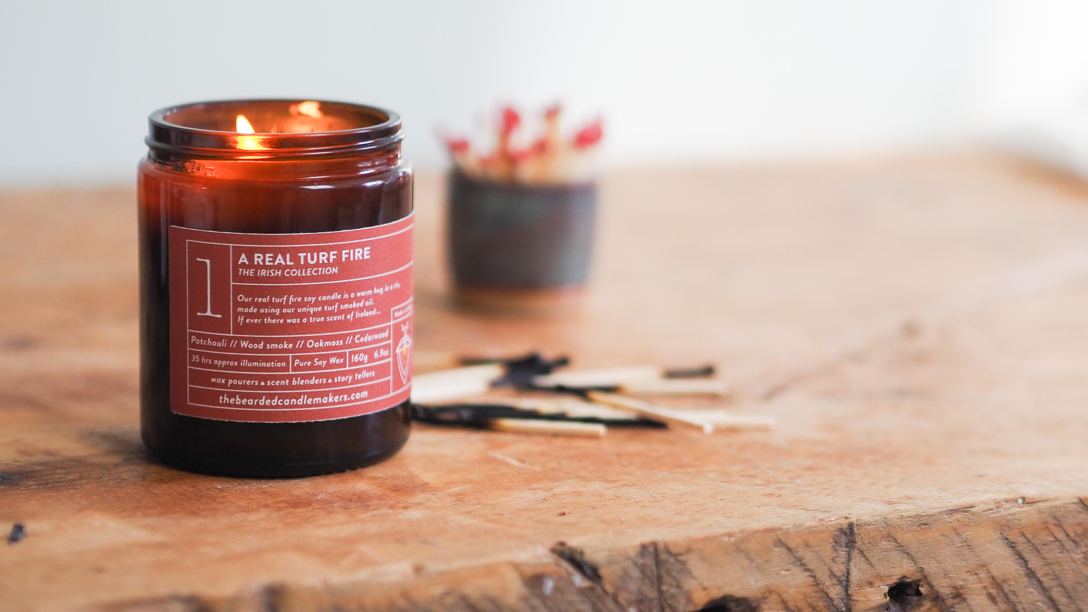 Scented candle in a cosy setting