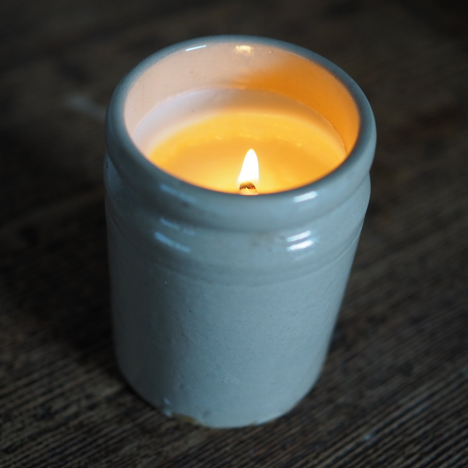 Vintage marmalde Jar made into a scented soy candle.