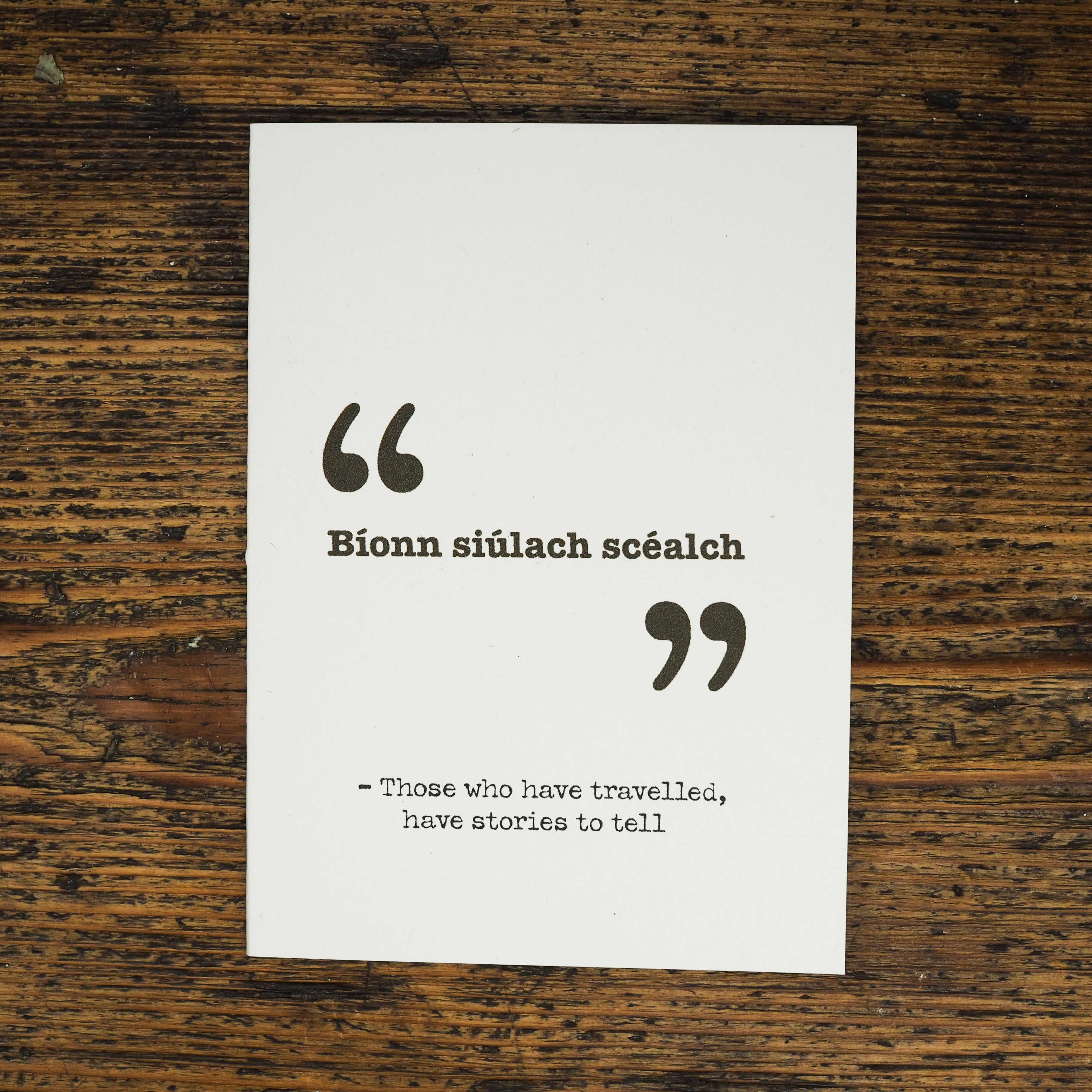 Irish language card - stories to tell